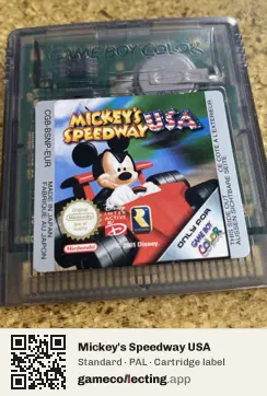 Mickey's Speedway USA Game Boy Color, PAL cartridge label