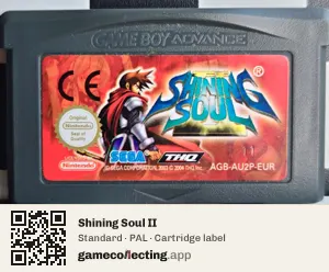 Shining Soul II Game Boy Advance, PAL cartridge label