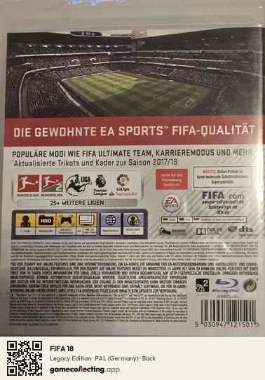 FIFA 18 PlayStation 3, Germany box back