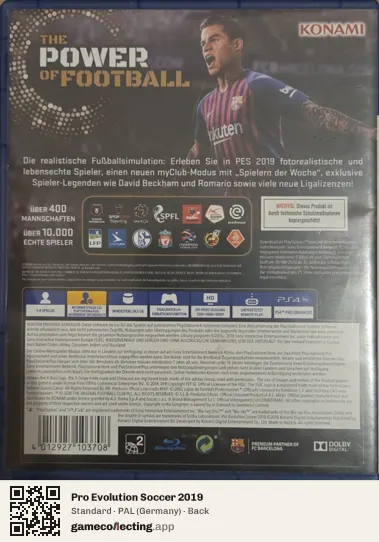 Pro Evolution Soccer 2019 PlayStation 4, Germany box back