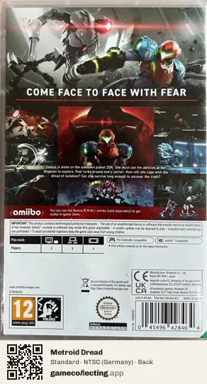 Metroid Dread Nintendo Switch, Germany box back