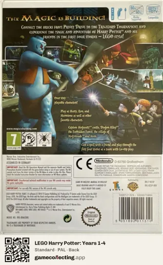 LEGO Harry Potter: Years 1-4 Nintendo Wii, PAL box back
