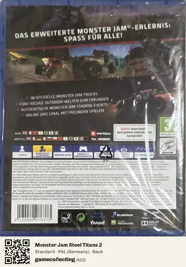 Monster Jam Steel Titans 2 PlayStation 4, Germany box back
