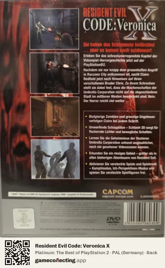 Resident Evil Code: Veronica X PlayStation 2, Germany box back