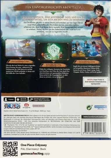 One Piece Odyssey PlayStation 5, Germany box back
