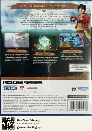 One Piece Odyssey PlayStation 5, Germany box back