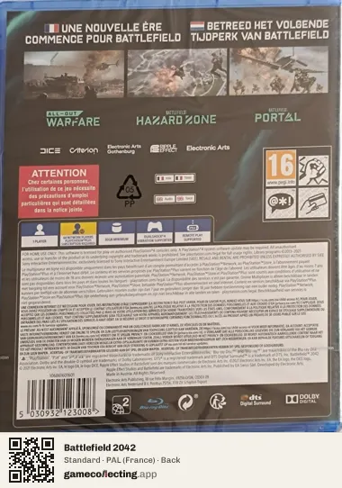 Battlefield 2042 PlayStation 4, France box back