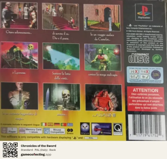 Chronicles of the Sword PlayStation, Italy box back