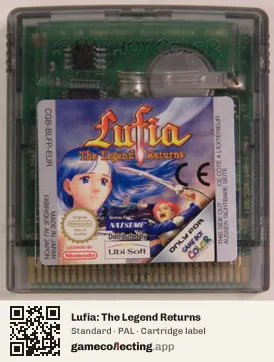 Lufia: The Legend Returns Game Boy Color, PAL cartridge label