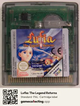 Lufia: The Legend Returns Game Boy Color, PAL cartridge label