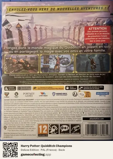 Harry Potter: Quidditch Champions PlayStation 5, France box back