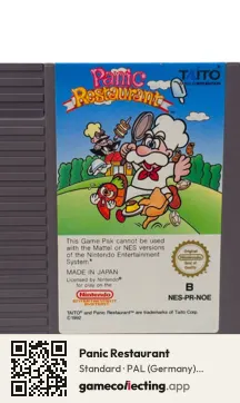 Panic Restaurant Nintendo Entertainment System, PAL cartridge label