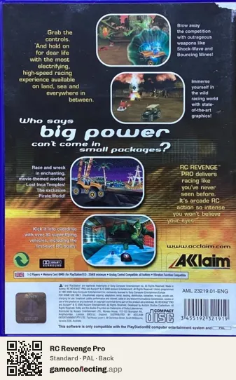 RC Revenge Pro PlayStation 2, PAL box back