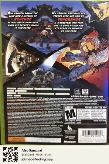 Afro Samurai Xbox 360, NTSC box back