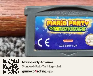 Mario Party Advance Game Boy Advance, PAL cartridge label
