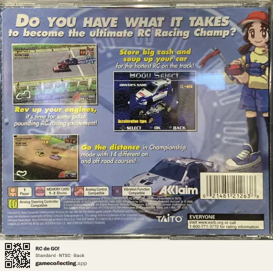 RC de GO! PlayStation, NTSC box back