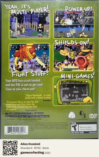 Alien Hominid PlayStation 2, NTSC box back