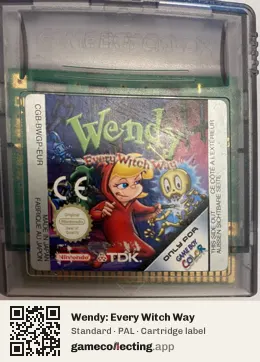 Wendy: Every Witch Way Game Boy Color, PAL cartridge label