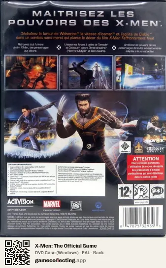 X-Men: The Official Game Computer, PAL box back