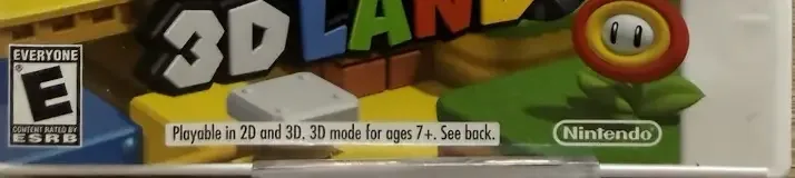 Super Mario 3D Land, the ESRB box on its front