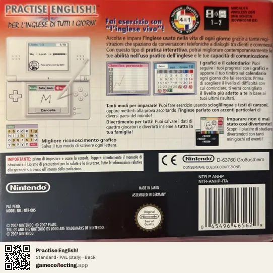 Practise English! Nintendo DS, Italy box back