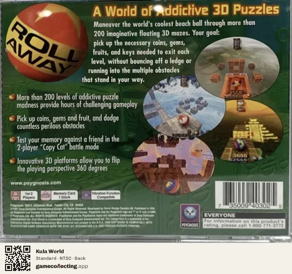 Kula World PlayStation, NTSC box back