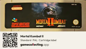 Mortal Kombat II Super Nintendo Entertainment System, PAL cartridge label