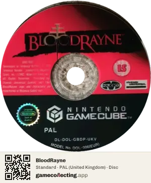 BloodRayne Nintendo GameCube, PAL disc