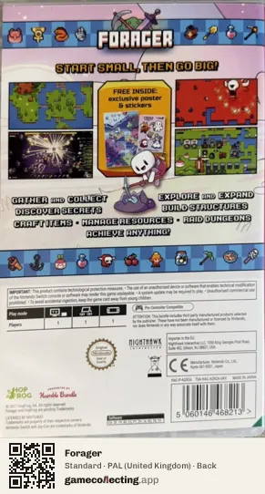 Forager Nintendo Switch, United Kingdom box back