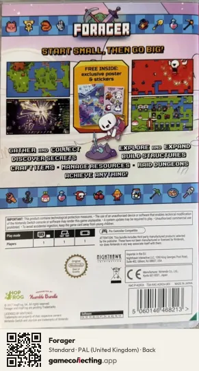Forager Nintendo Switch, United Kingdom box back