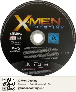 X-Men: Destiny PlayStation 3, PAL disc