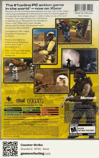 Counter-Strike Xbox, NTSC box back