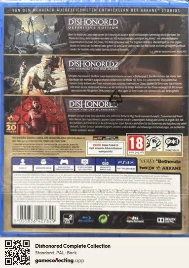 Dishonored Complete Collection PlayStation 4, PAL box back