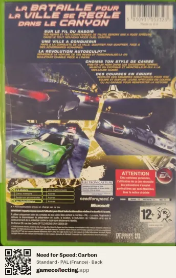 Need for Speed: Carbon Xbox, France box back