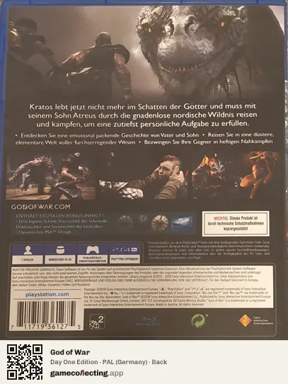 God of War PlayStation 4, Germany box back