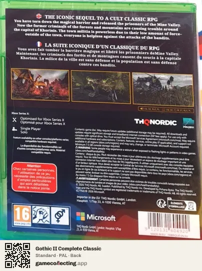 Gothic II Complete Classic Xbox Series X, PAL box back