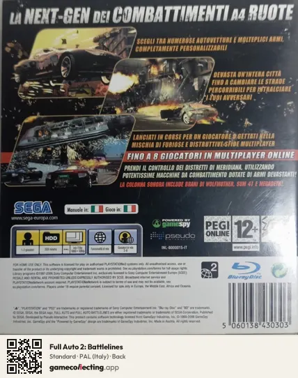 Full Auto 2: Battlelines PlayStation 3, Italy box back