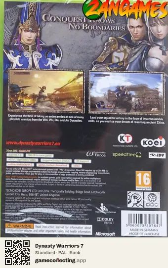 Dynasty Warriors 7 Xbox 360, PAL box back