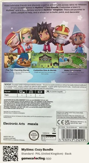 MySims: Cozy Bundle Nintendo Switch, United Kingdom box back