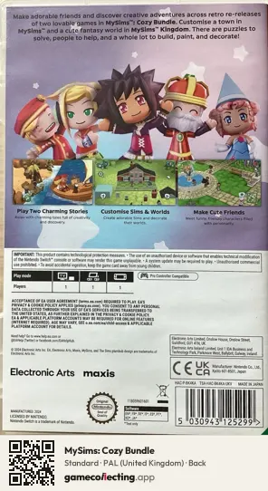 MySims: Cozy Bundle Nintendo Switch, United Kingdom box back