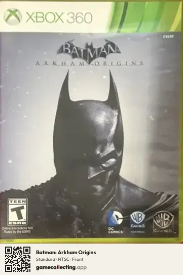Batman: Arkham Origins Xbox 360, NTSC box front