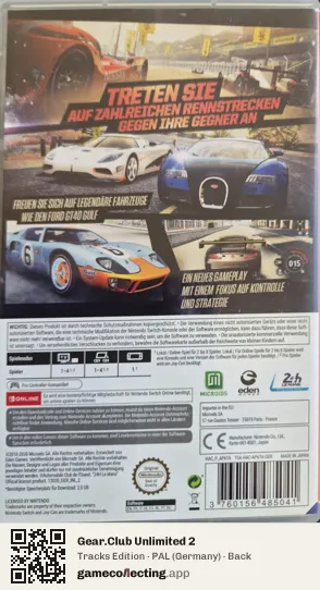 Gear.Club Unlimited 2 Nintendo Switch, Germany box back