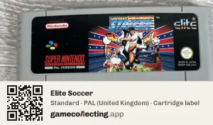 Elite Soccer Super Nintendo Entertainment System, PAL cartridge label