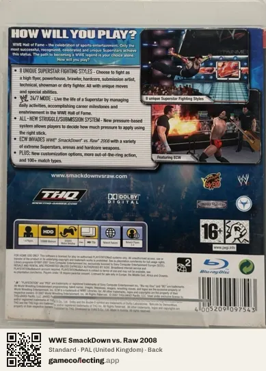 WWE SmackDown vs. Raw 2008 PlayStation 3, United Kingdom box back