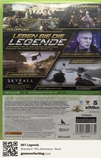 007 Legends Xbox 360, Germany box back