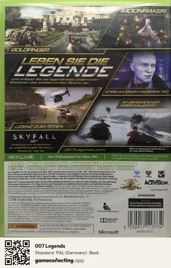 007 Legends Xbox 360, Germany box back