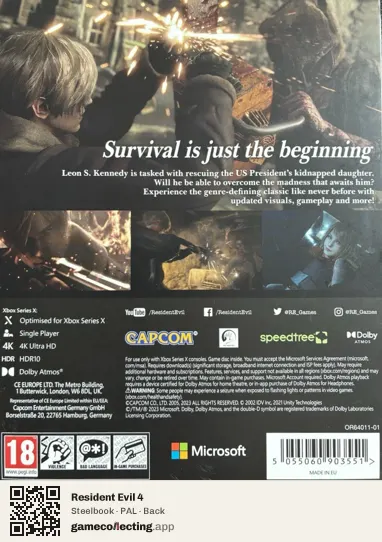 Resident Evil 4 Xbox Series X, PAL box back