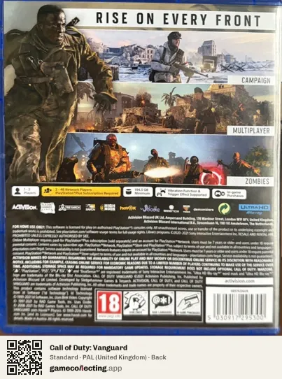 Call of Duty: Vanguard PlayStation 5, United Kingdom box back