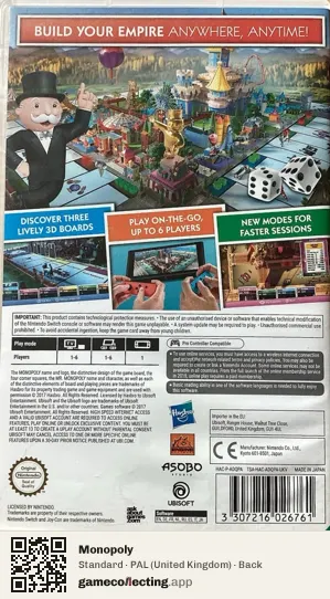 Monopoly Nintendo Switch, United Kingdom box back
