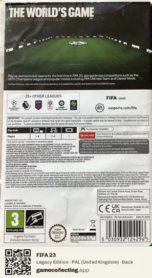 FIFA 23 Nintendo Switch, United Kingdom box back
